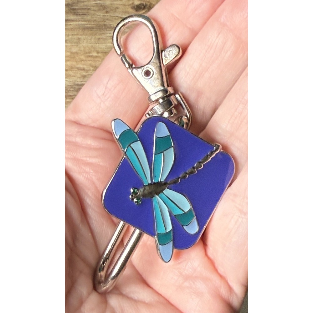 Alexx Finders Key Purse Dragonfly Enamel Key Finder Purse Hook Blue Teal